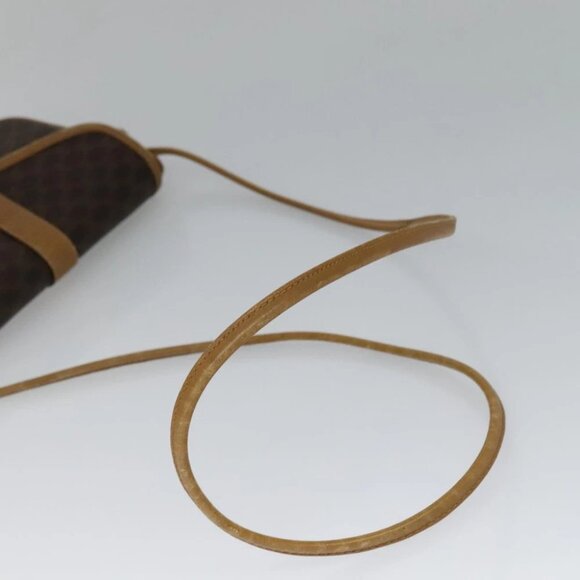 CELINE Macadam Canvas Shoulder Bag PVC Leather Brown Gold Auth sw330 - Picture 9 of 16